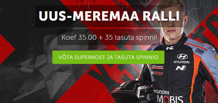 WRC Uus-Meremaa rallil Ott Tänaku superkoefitsient Betsafe