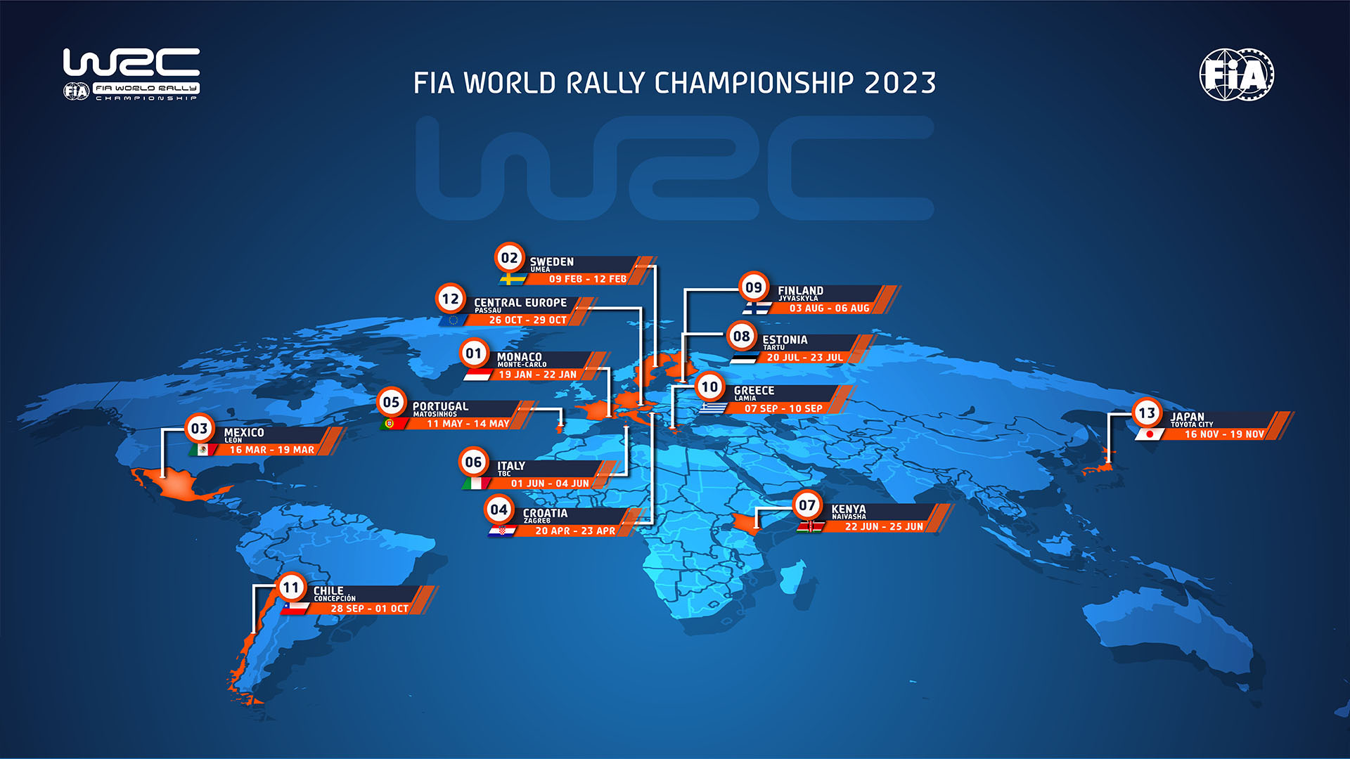 WRC ralli 2023 ajakava